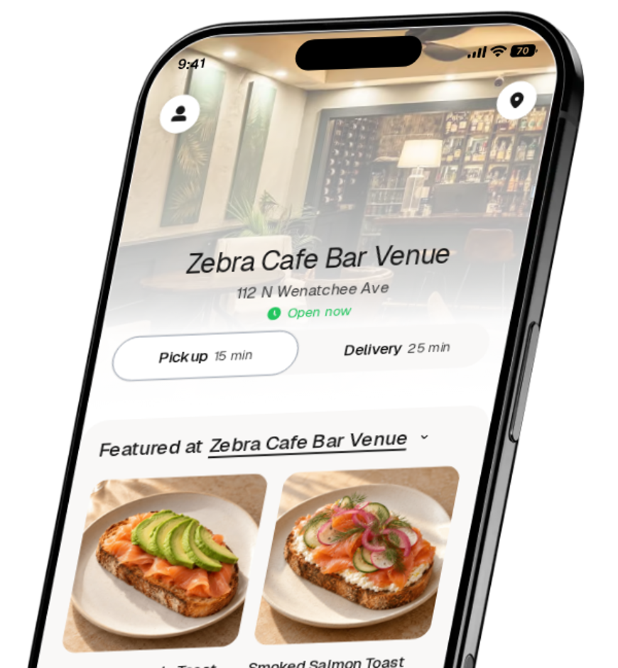 Zebra Cafe Bar Venue app preview