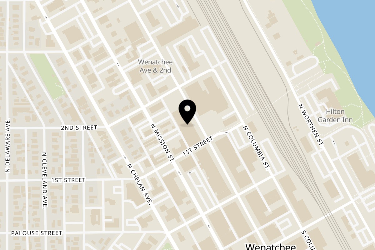 Map showing the location of Zebra Cafe Bar Venue on 112 N Wenatchee Ave in Wenatchee